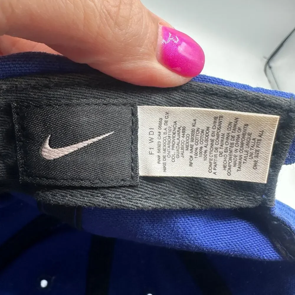 Vintage Nike Hat Strapback Blue Yellow Center Swoosh 90's Canvas Cotton